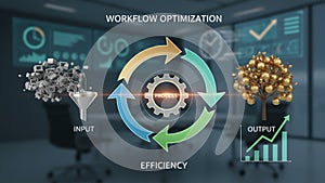 Workflow Optimization Concept with Efficiency, Input, Process, and Output